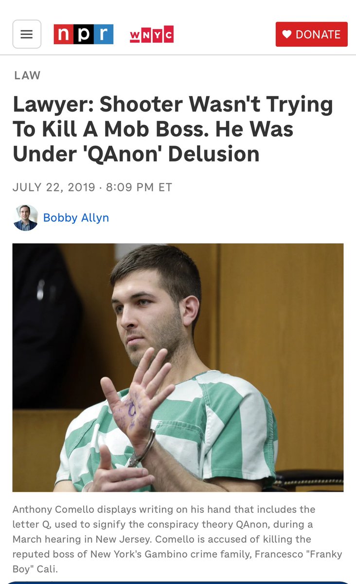 ceeeeeeelo2024's tweet photo. Anthony Comello introduced me to Q in 2017 - before this incident - 
They used the movement to try to say “Q” people are crazy - and the reason why he acted out - 
The kid just had balls bigger than King Kong - true story!! 

I went onto the website and had no clue what to make of it - never looked at it again, until 2020 came around - 

Here I am …  🐸  

Anthony is a family friend  from the neighborhood. 

Unfortunate situation for both families. 
💔💔