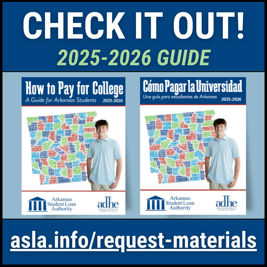 A graphic announcement that the English and Spanish versions of the 2025-2026 How to Pay for College Guide is now available at the following website: asla.info/request-materials.