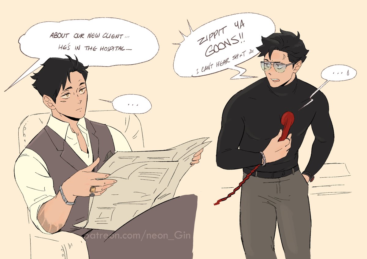 Neon_Gin's tweet photo. Meet the gang and their love interests✨

Kuroo is the boss, Bo is his right-hand and Osamu is the newest member and the bookkeeper (bakes too).
 
Atsumu is missing here but he's an informant (they just made up the title to keep him in school)😅

#kuroken #bokuaka #sunosa https://t.co/LmGjiwUL25