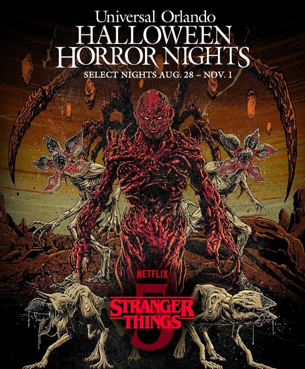 Updates_SThings's tweet photo. First poster for the 'STRANGER THINGS 5' haunted house coming to Universal Orlando Halloween Horror Nights!

Join the Hawkins gang for one last adventure as you try to survive an army of Demogorgons, slay the Mind Flayer and defeat Vecna once and for all. https://t.co/qczdYLNaFV