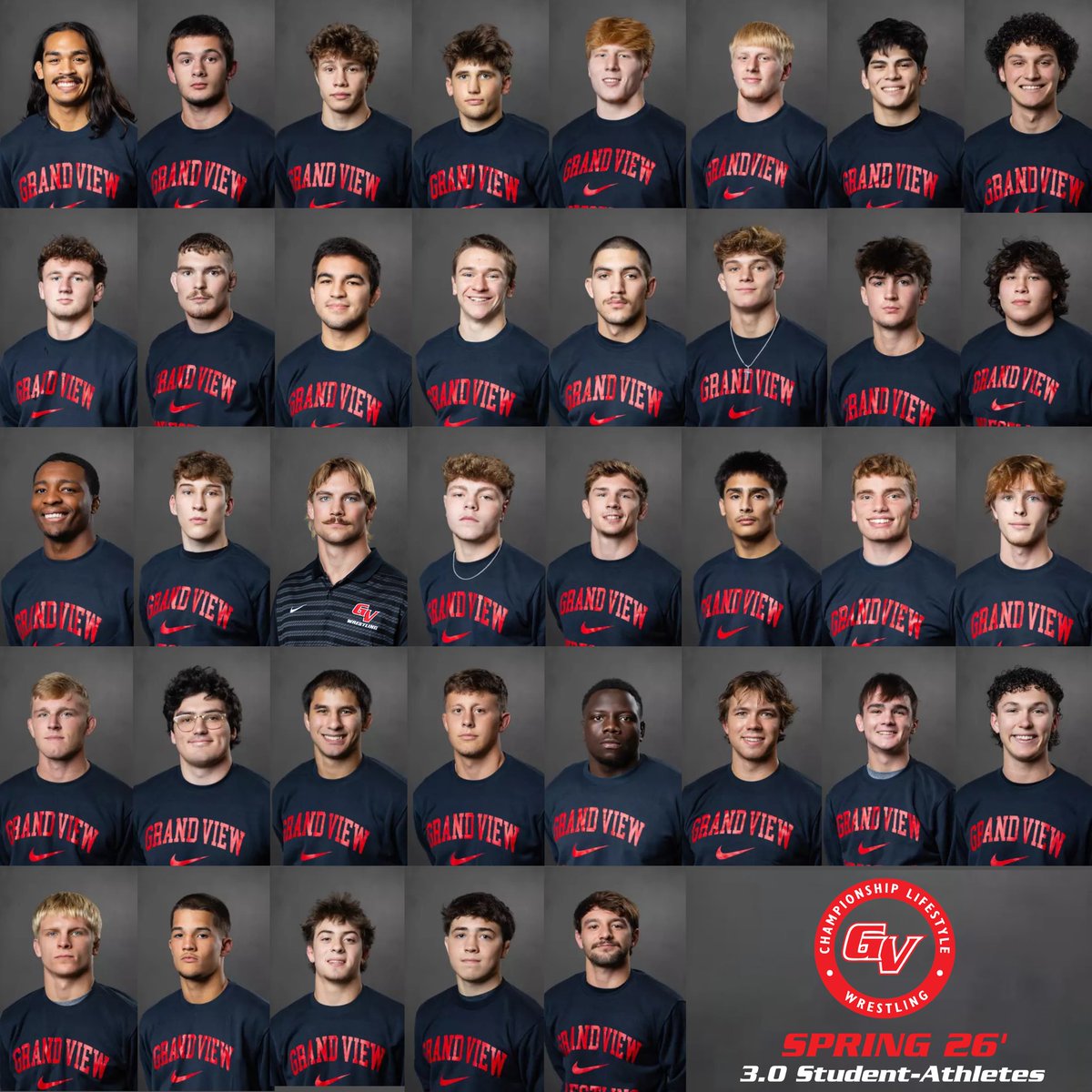 GVWrestling's tweet photo. Spring Scholar-Athletes. 📖

Congratulations to the 38 student-athletes who posted a GPA of 3.0 or higher during our spring semester, upholding our standard of excellence on and off the mat! 

Not pictured: E’lan Heard

#GVwrestling | #ChampionshipLifestyle https://t.co/LZby6LHmr5