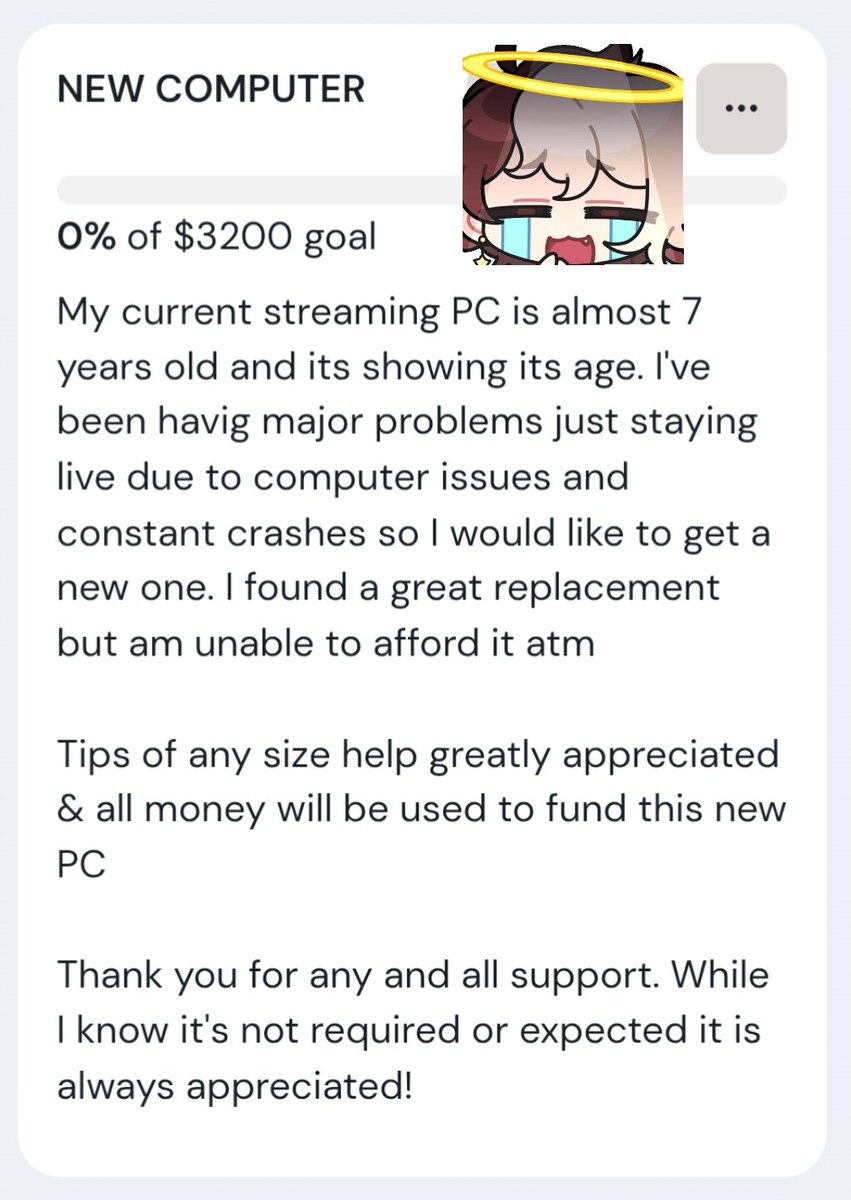 RainyRentyn's tweet photo. Okay so I'm still having major issues with my computer, streaming, and OBS. I found one that would be a great replacement but its 3.2k 😭

Would anyone be interested in Ko-fi Tip doodles/sketches?

My current PC is about to be 7 years old so upgrading would mean I wouldn't need to upgrade again for a long time!

I normally would just wait till I could fund things on my own but with individual parts being more expensive than just buying a pre-built I thought it was at least worth trying for since I saw it and the issues have not fully fixed with any trouble shooting and optimizing my PC

If you want a doodle you just need to tell me what character in your tip message!