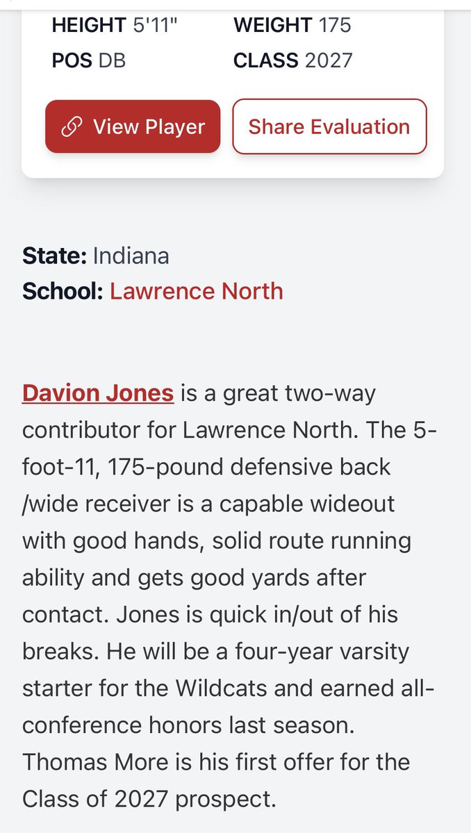 davion_jones2's tweet photo. Thank you for the write up @Bryan_Ault! Thanks for mentioning my abilities on both sides of the ball, my accolades, and that I will be a 4 year varsity starter!
@coach_mal @CoachKelich @IAMCOACHWILSON @smoothperk @QBCoachJenkins @PrepRedzoneIN https://t.co/vLr4mzgPo5