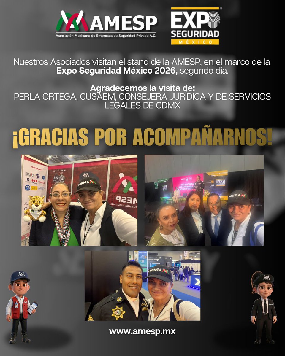AMESP_oficial's tweet photo. ¡Agradecemos su visita y participación en este importante encuentro del sector!
#ExpoSeguridadMéxico2026 #AMESP #SeguridadPrivada #Asociados #Networking #IndustriaDeLaSeguridad https://t.co/jK8fiUcdUV