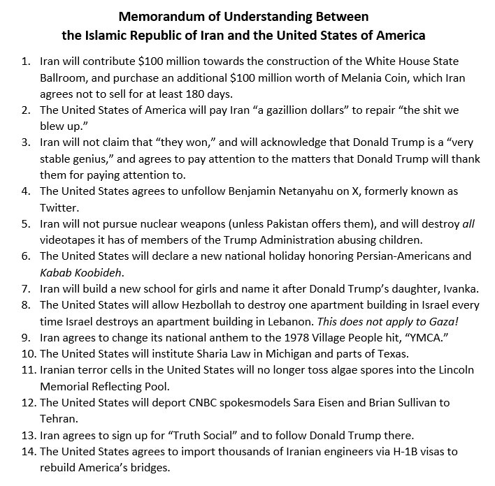 RudyHavenstein's tweet photo. EXCLUSIVE: Iran-U.S. Memorandum of Understanding https://t.co/TLE3jcRXxt