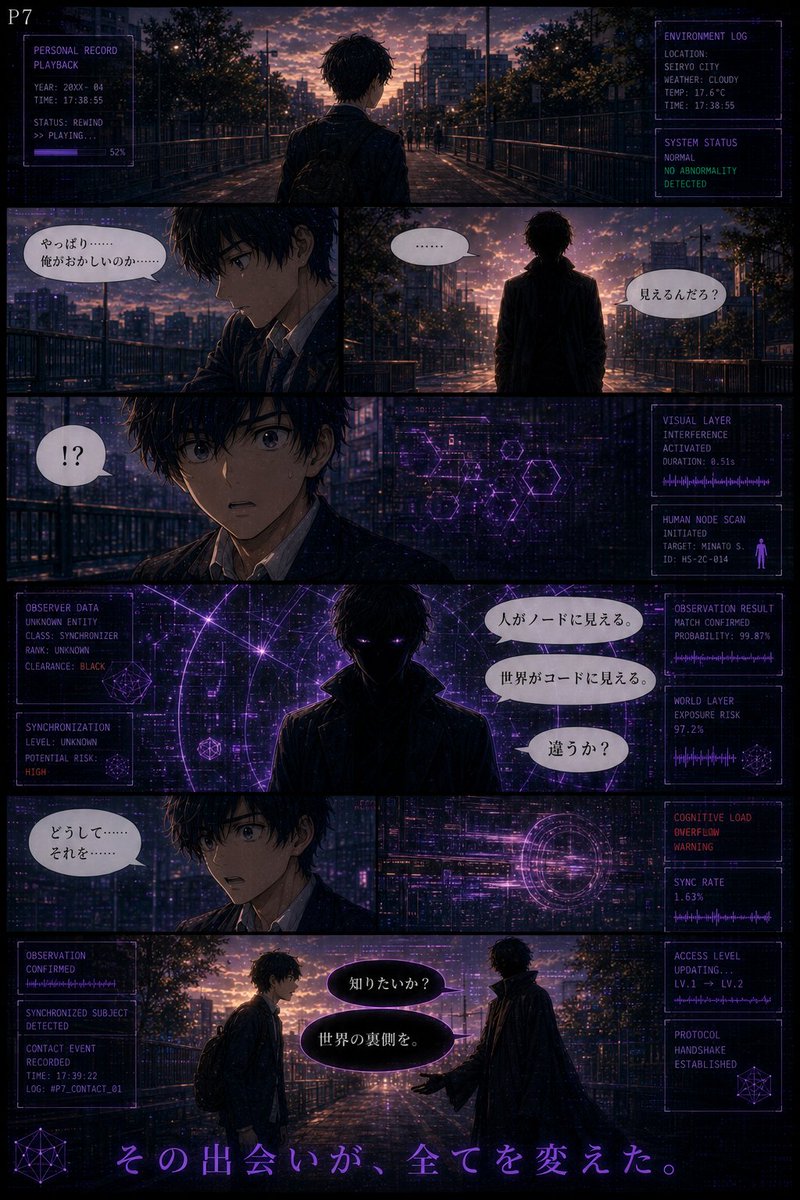 dr_coro111's tweet photo. CODE AWAKENING
第3章:対立編
第9話「記録」07 08
#オリジナル漫画 #創作漫画 #SF漫画 #サイバーパンク
#CODEAWAKENING #コードアウェイクニング
#続きが気になる #世界観がすごい
#この世界は何でできている #現実とは何か
#バグった世界 #仮想現実 https://t.co/B9U6rbqjK5