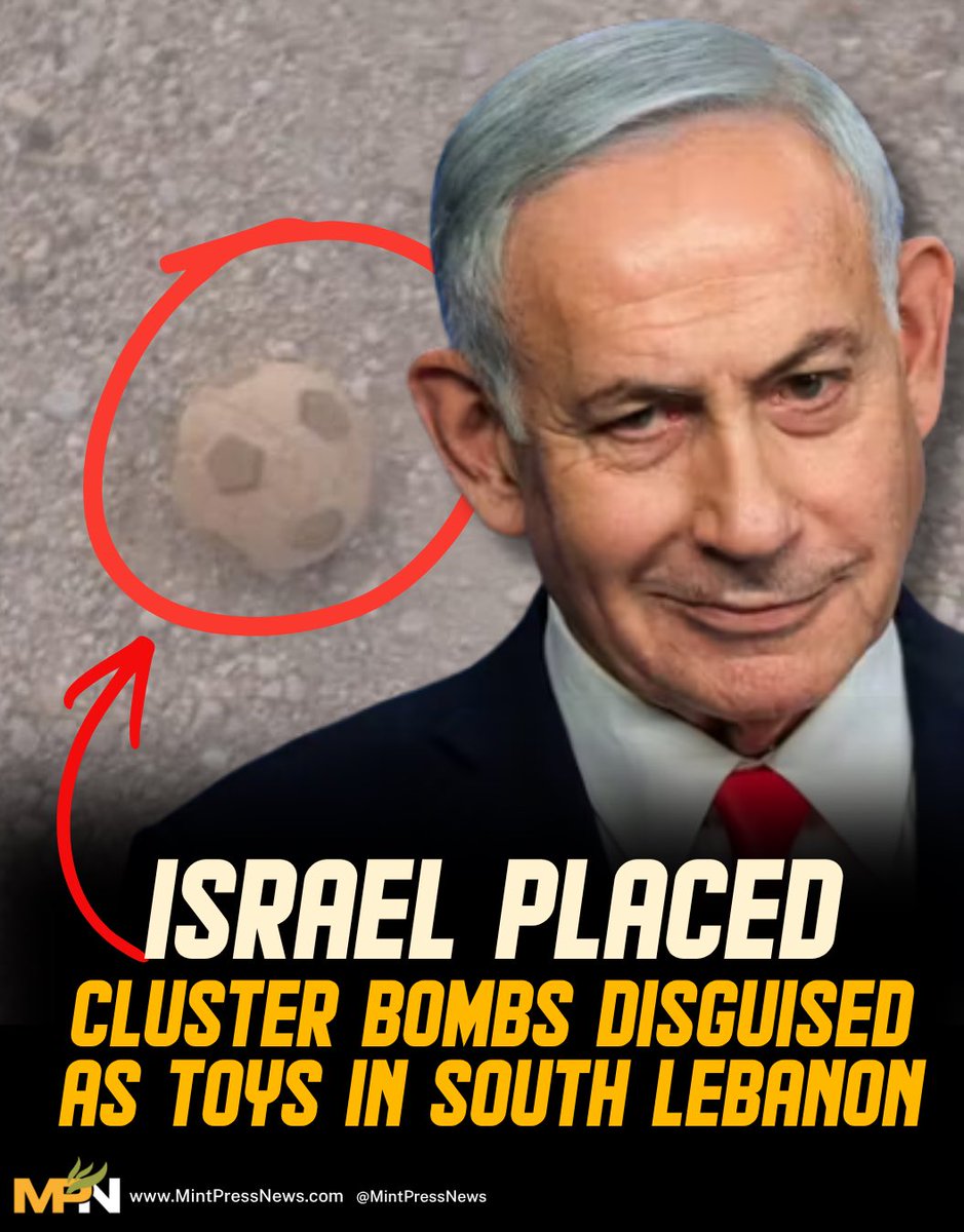 MintPressNews's tweet photo. Israel Reportedly Makes Bombs Out Of Toys In South Lebanon

According to reports, footballs and other toys were found to have been booby-trapped with explosive cluster munitions. This has raised fears of children accidentally finding such bombs. https://t.co/hd5cvdIiTr