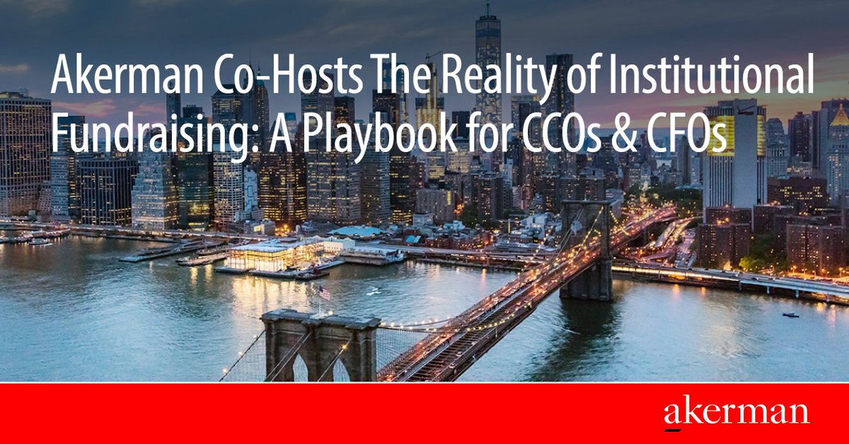 Akerman_Law's tweet photo. Akerman is co-hosting a panel discussion in New York on June 24th on the realities of institutional fundraising and what managers need to know about LP expectations and operational due diligence. #InstitutionalFundraising #AlternativeInvestments

https://t.co/eXPDW9mu6m https://t.co/CBO4M8SLEb
