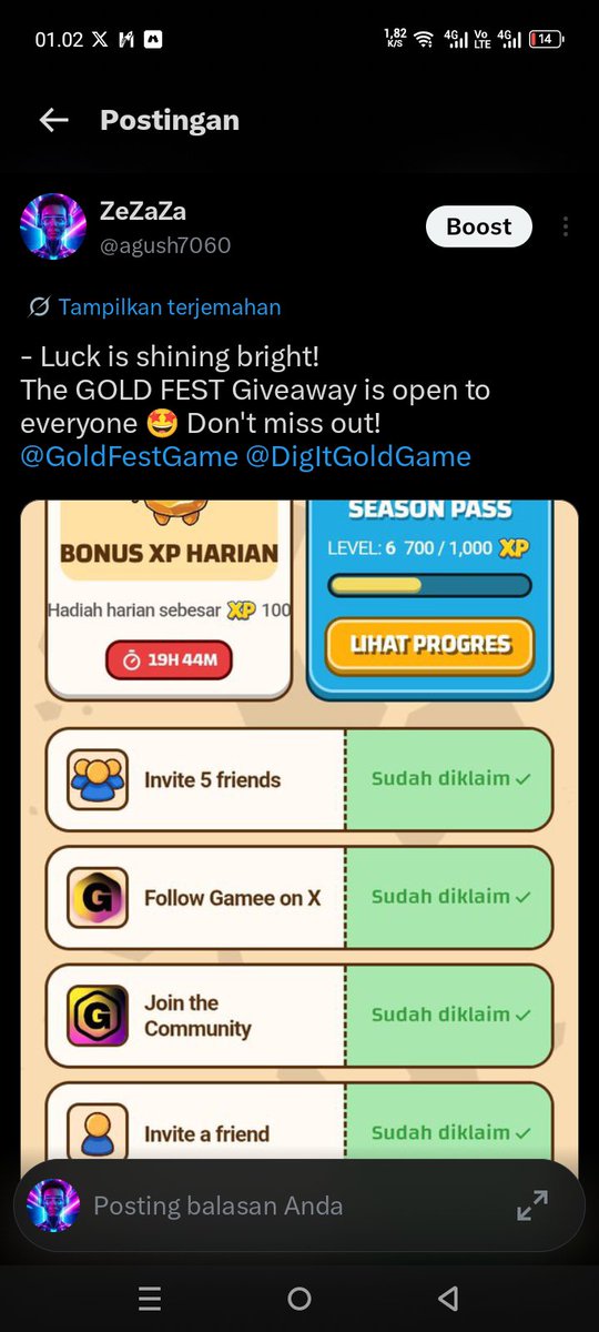 agush7060's tweet photo. @GoldFestGame Done sir https://t.co/63yS57txUt
