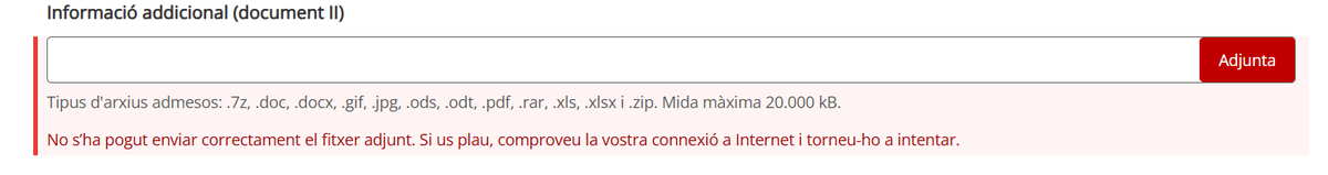 Rooueta's tweet photo. I quan en UNA ocasió he accedit a poder iniciar al tràmit quan he arribat al moment d'adjuntar la doc decideix que no li val. El document compleix els requeriments que s'especifica. https://t.co/4mfnCWzMD0