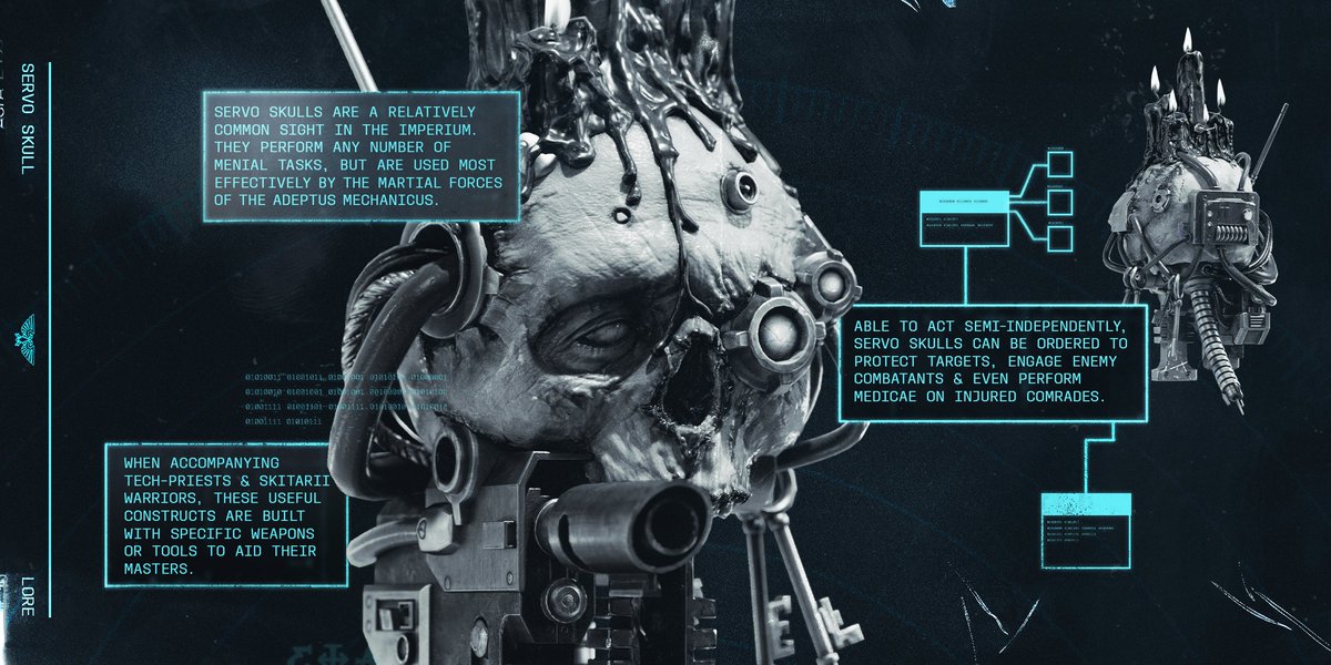 Darktide40K's tweet photo. The Skitarii's Servo-Skulls provide effective support in combat and simultaneously offer plenty of utility. https://t.co/XDo2hQSv48