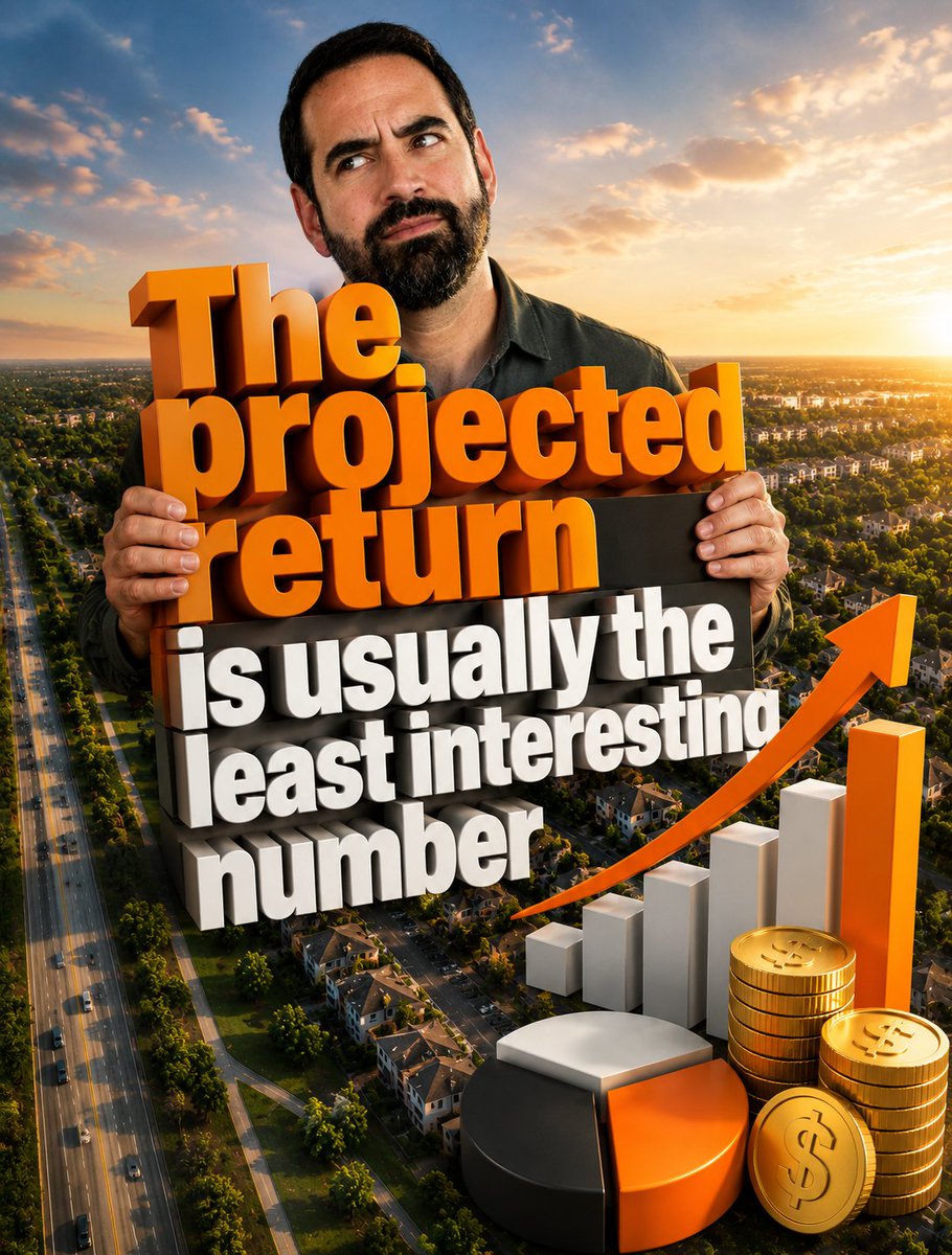 JorgeMultifam's tweet photo. Projected return is the least interesting number.

Ask:

“What has to go right for this return to happen?”

Check rent growth, vacancy, expenses, debt terms, and exit cap rate.

Questions? Drop them in the comments. https://t.co/sUfPFvK7d8