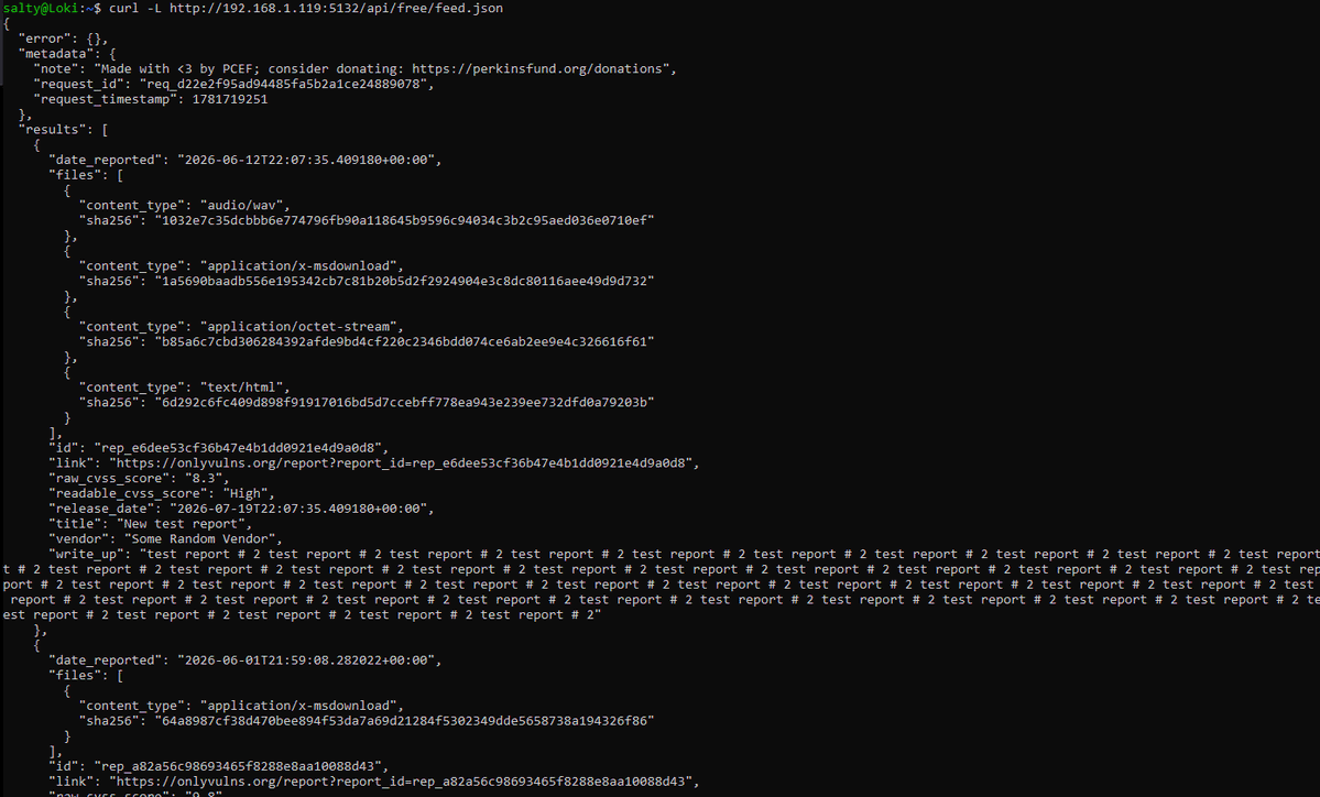 PerkinsFund's tweet photo. RSS, XML, and JSON feed is ready for OnlyVulns

OnlyVulns is completely opensource, you can view the source code here: https://t.co/eTsnwyxFP1 https://t.co/RzNdJKGqXa