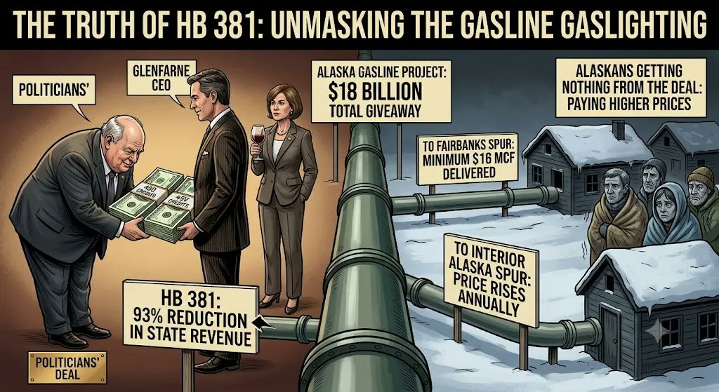 MustReadAlaska's tweet photo. Opinion: Unmasking the Gasline Gaslighting: A Technical Response to Rep. Kevin McCabe’s “The Gasline Tax Bill Without the Drama”

By Dana Raffaniello

Representative Kevin McCabe published a Substack post today titled “The Gasline Tax Bill Without the Drama.” His own subtitle reads: “HB 381 is not a conspiracy theory, not a giveaway, and not a loss to Alaska.”

Let us take those three claims in order. No serious critic of HB 381 called it a conspiracy theory. The documented record shows it is a giveaway. And the arithmetic from the Department of Revenue’s own slides shows it is a loss.

McCabe also dismisses concerns about the bill as “scare tactics” and “drama,” and accuses critics of misrepresenting the bill. Those are the words of someone who does not want to answer the questions being asked.

The questions being asked are not dramatic. They are the exact questions McCabe and the five Republican members of the Stapp floor coalition chose not to ask when they had the authority and the obligation to ask them.

Continue reading with link in reply!

@AKHCoalition 
@AKHouseGOP 
@alaska_senate 
@AKSenRepublican 
@GovDunleavy 
#AKLNG