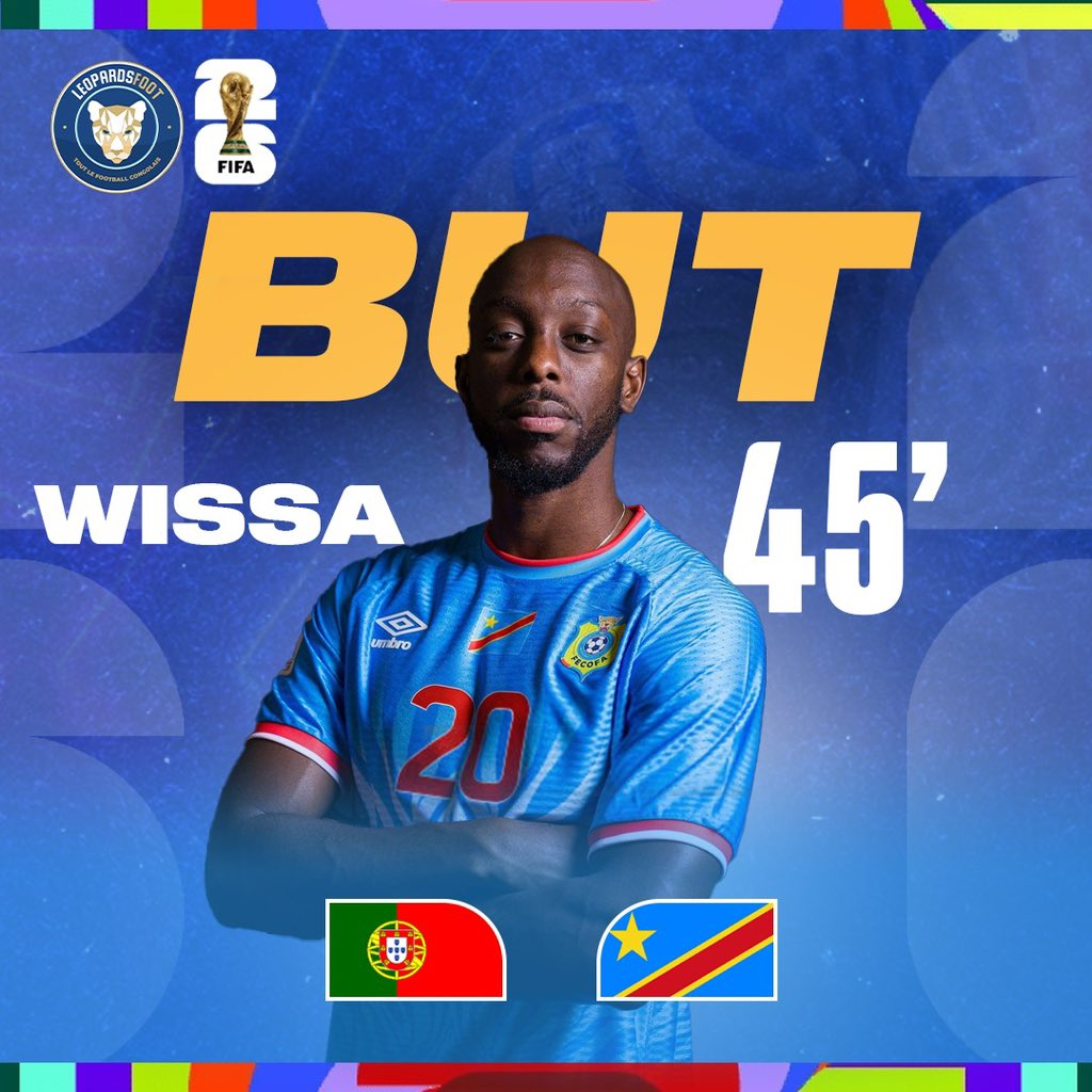 leopardsfoot's tweet photo. BUUUUUUUUUT DE WISSA !! 

Le « Kovo national » devient le premier buteur de l’histoire du Congo en Coupe du Monde ! 1-1 ! 

#Leopardsfoot #PORRDC #LPFWorldCup https://t.co/X1XJ39kTic