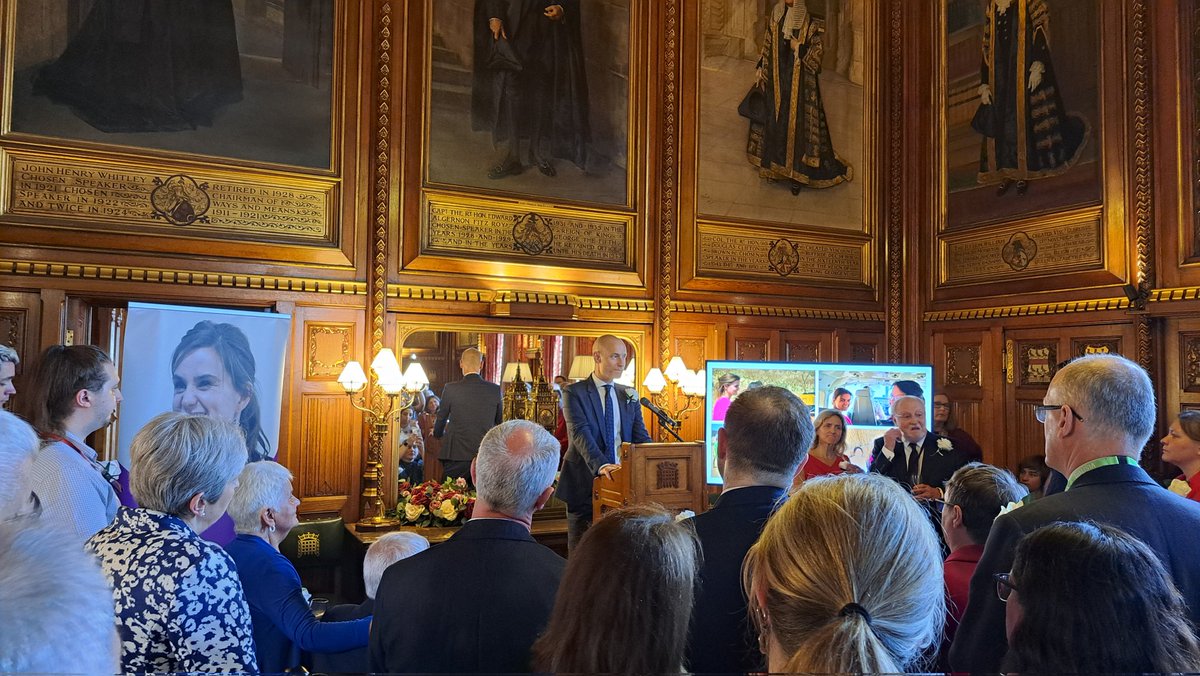 SKinnock's tweet photo. Always emotional to speak about my dear friend Jo and the impact she had.

It was wonderful to hear from her two children who spoke with such eloquence about their mum - and sister Kim, who is carrying the flame for the politics Jo fought for with such verve and passion. https://t.co/6WNSzOXqbz