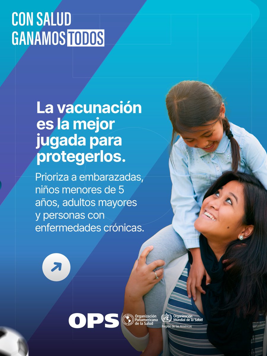 opsomsnic's tweet photo. ⚽ La mejor forma de proteger a tu equipo es prepararlo. Antes o durante el viaje, verifica que las vacunas de tu familia estén al día. 

Algunas enfermedades prevenibles siguen circulando y pueden afectar más a poblaciones vulnerables.

#ConSaludGanamosTodos #CopaMundial https://t.co/EwxmTF4GIr