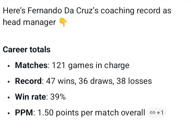 MerikaWaLakay's tweet photo. Stats of the  New Kaizer Chiefs coach Fernando Da Cruze 🤌 https://t.co/p7cY2OBUp9