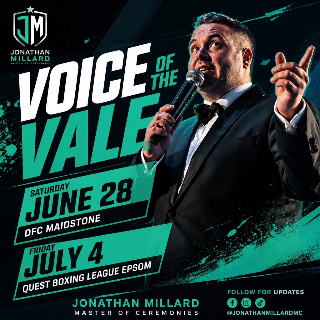 voiceofthevale's tweet photo. Midweek check-in! 🎤

Swindon is calling this Saturday for Fight Town! 🥊

Then we keep the momentum rolling:
📍 June 28: DFC, Maidstone
📍 July 4: Quest Boxing League, Epsom

Tickets are flying! 🎟️🔥

#VoiceOfTheVale #Boxing #MC #FightNight https://t.co/RAA9u2Vr5B