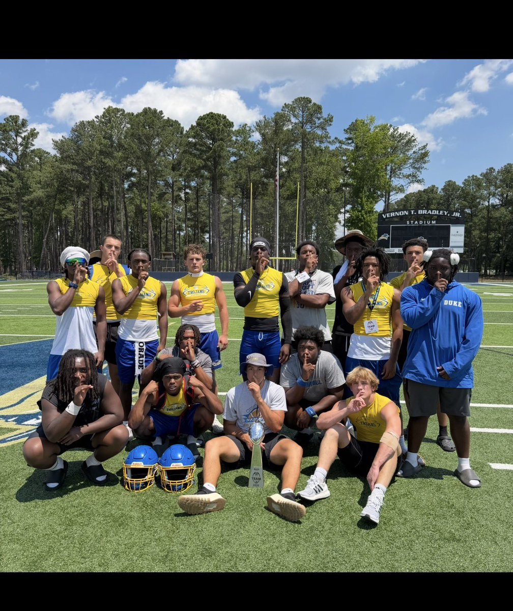 TheGMHSFootball's tweet photo. Big shoutout to our guys for an outstanding performance at the FCA Football Camp! Your hard work and dedication paid off in a big way as you competed against talented athletes and brought home the championship trophy.  💙💛🏈 #committedtotheprocess https://t.co/xhPJzn8rzY