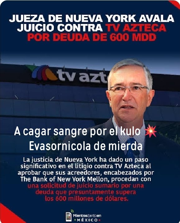 RomoJorge85556's tweet photo. @RicardoBSalinas @ElektraMx @AztecaDeportes Pnche Derechango de mierda, "NONOS REGALAN NADA"  y entonces toda tu fortuna mal habida de donde ha salido si no de fraudes, usursa, tranzas, despojos, amparos sucios, lavado de dinero, esclavismo, amenazas, y entonces de que hablas Evasornicola #richillonunpeligroparamexico 👎🤬 https://t.co/5IYMGRPYQr