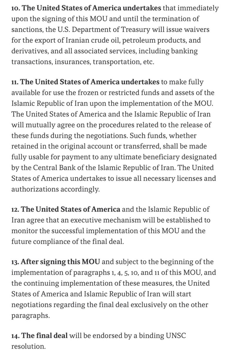 brachahalperin's tweet photo. A senior Trump administration official briefed reporters on the terms of the US-Iran MOU. 

These are the terms, as published by Axios: https://t.co/zyiM24u56e