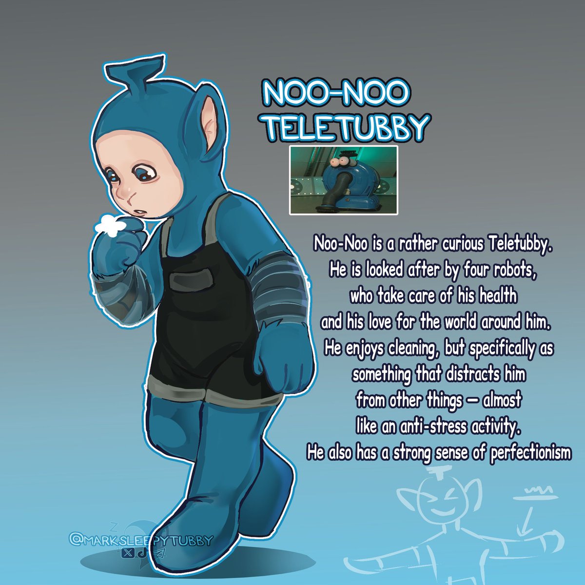 marksleepytubby's tweet photo. I was told to draw Noo-Noo, but they didn't tell me EXACTLY WHAT IT SHOULD LOOK LIKE.
Category: What if...
What if Noo-Noo is a Teletubby?!
#teletubbies #slendytubbies3 https://t.co/0PE9XR4ObC