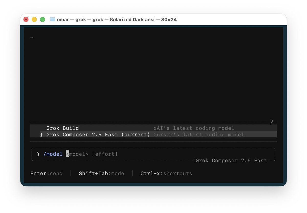 wholemars's tweet photo. Cursor Composer is now Grok Composer https://t.co/BCtk8qmS3z