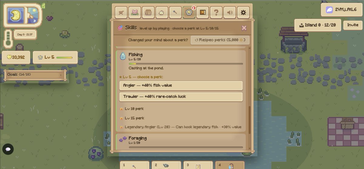 SproutValleySol's tweet photo. Fishing skill tree now up and running lets lock into fishing https://t.co/nMRxebxx3M