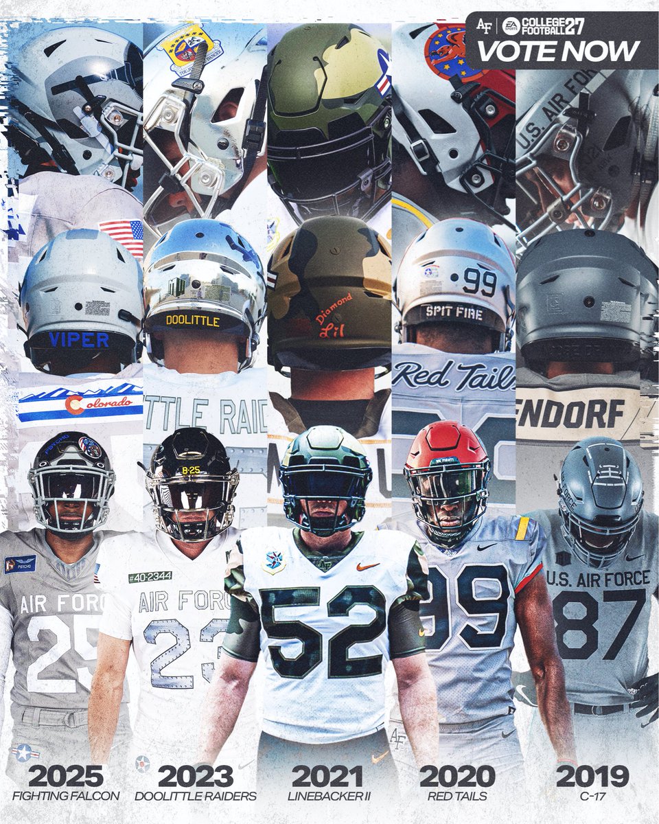 AF_Football's tweet photo. 𝗣𝗹𝗮𝘆 𝗧𝗵𝗲 𝗚𝗮𝗺𝗲 𝗬𝗼𝘂𝗿 𝗪𝗮𝘆 🎮

One of our iconic APLS uniforms could be headed to CFB 27, but the choice is yours!

Vote for your favorite uniform through the link below before voting closes on June 26th at 5 p.m. MST. 🦅

https://t.co/ciamiy2GOI https://t.co/f8oWHJBCd7