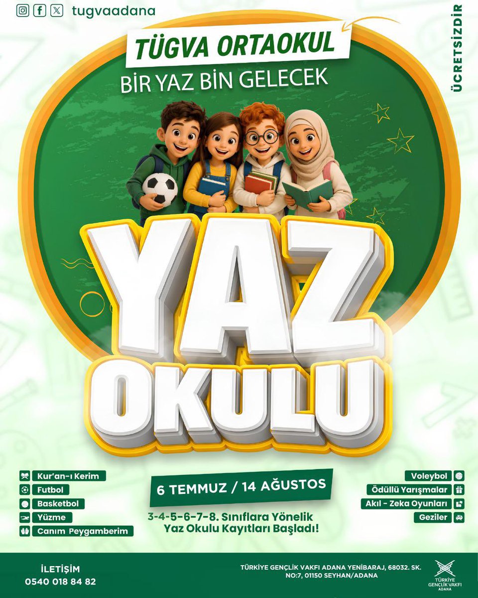 HasanHseynBUDAK's tweet photo. @farukaytek @mcihatunsal iBeklenen yaz, özlenen ortam geri döndü! 
Adana’da gitmediğimiz ilçe, dokunmadığımız genç kalmayana dek sahadayız, dijitaldeyiz, her yerdeyiz! Sen de bu büyük aileye katılmak için hemen başvurunu yap! 
https://t.co/ZjLCiEkGEY…
📍 #TugvaAdanaYazOkulu https://t.co/Lv2Bw5HSh9