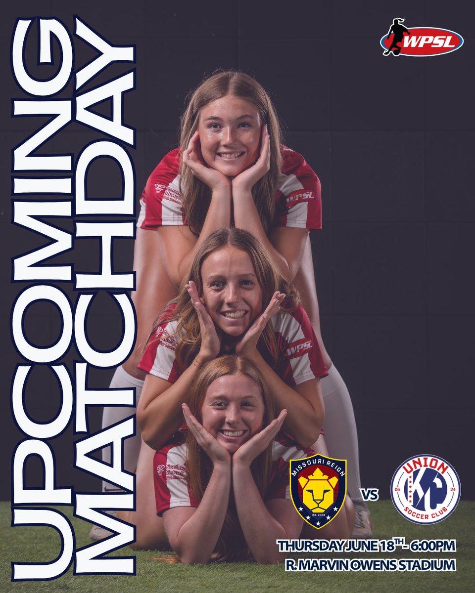 MissouriReign's tweet photo. Reign fans, get ready for another home match!! Tomorrow your Missouri Reign will take on @unionkcwps| at R. Marvin Owens Stadium. https://t.co/WwSOwQirST