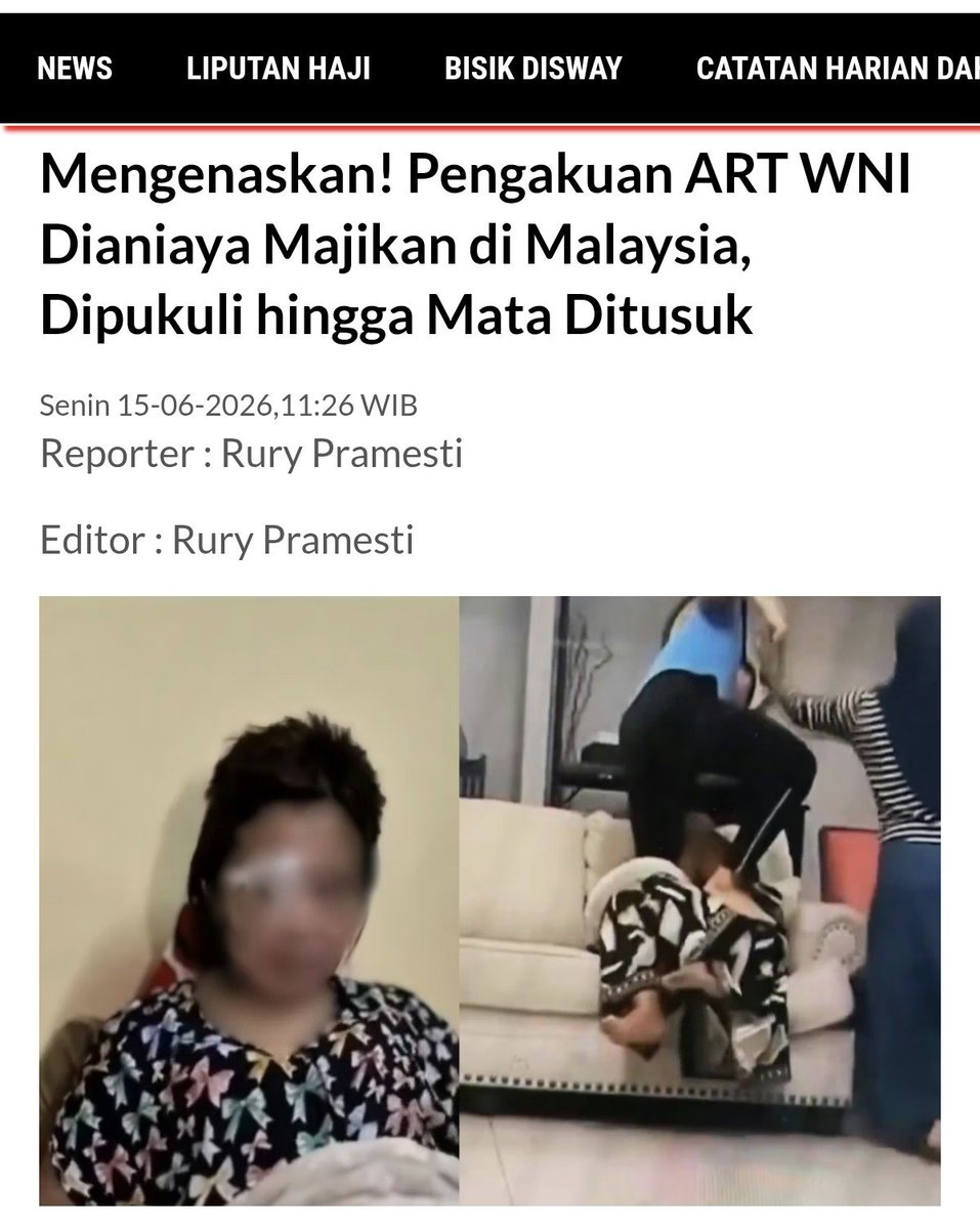 MiskinTV_'s tweet photo. ⚠️Video Mengandung Kekerasan ⚠️

Seorang ART asal Indonesia yang bekerja di Malaysia, mengalami penganiyayaan oleh Majikannya. Tampak dalam video 4 orang (2 pria, 2 Wanita) melakukan tindak kekerasan secara bergantian.
https://t.co/EFda1rPsR2