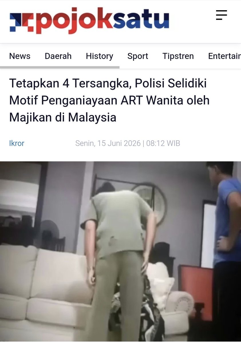 MiskinTV_'s tweet photo. ⚠️Video Mengandung Kekerasan ⚠️

Seorang ART asal Indonesia yang bekerja di Malaysia, mengalami penganiyayaan oleh Majikannya. Tampak dalam video 4 orang (2 pria, 2 Wanita) melakukan tindak kekerasan secara bergantian.
https://t.co/EFda1rPsR2