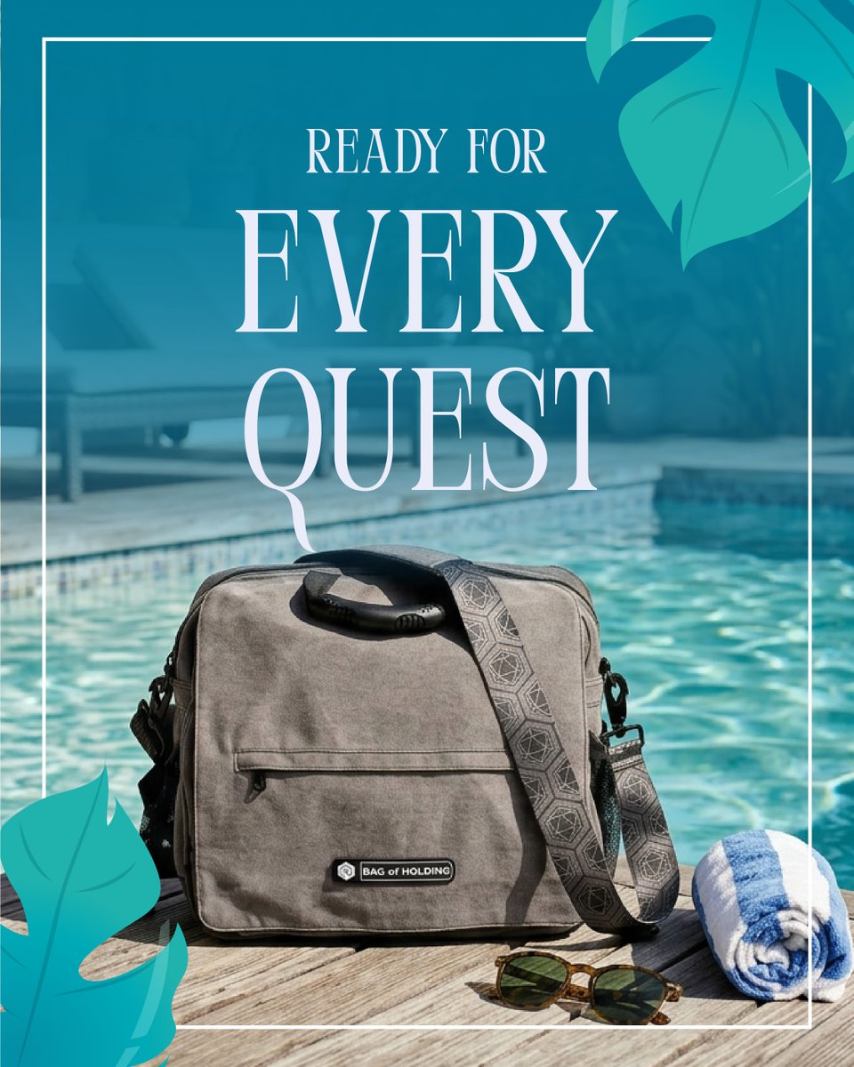Rollacrit's tweet photo. Even adventurers need a vacation. Grab your sunglasses, find a spot by the pool, and let the Bag of Holding keep your gaming gear ready for the next quest.

https://t.co/R6baNSBsMY

#bagofholding #gaminggear #tabletopgear #adventureready #summertime https://t.co/zeyrzJzsmI