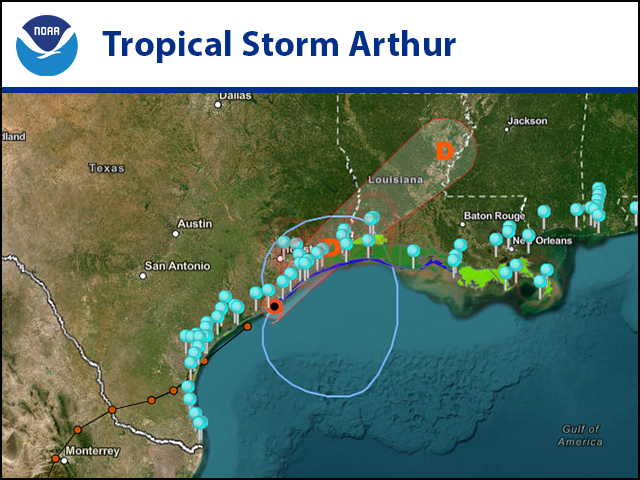 noaaocean's tweet photo. NOAA continues to monitor water levels and winds for Tropical Storm Arthur, which is expected to cause life-threatening flooding across portions of the Southeastern U.S. View real-time water level and meteorological data. https://t.co/xSlbXCdsA6 https://t.co/LrNzI8R6lf