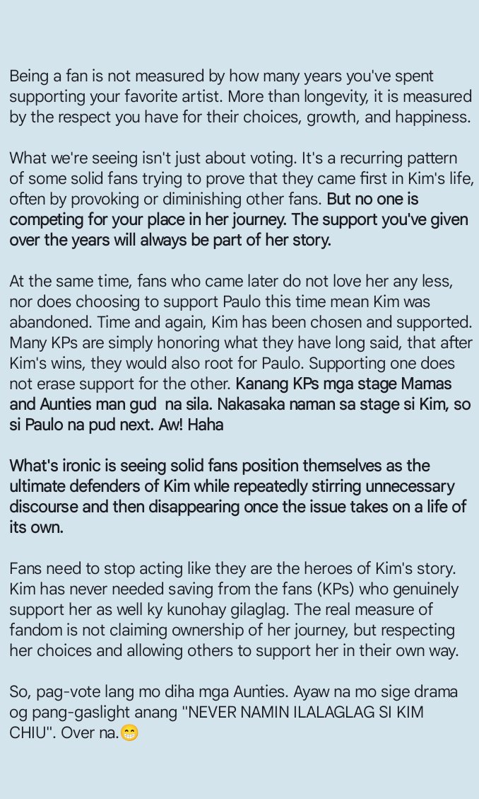 carlisle_dust's tweet photo. Supporting one does not erase support for the other. Kanang KPs mga stage Mamas and Aunties man gud  na sila. Nakasaka naman sa stage si Kim, so si Paulo na pud next. Aw! Haha

Walang nilaglag. Aw! https://t.co/BeRv6jummq