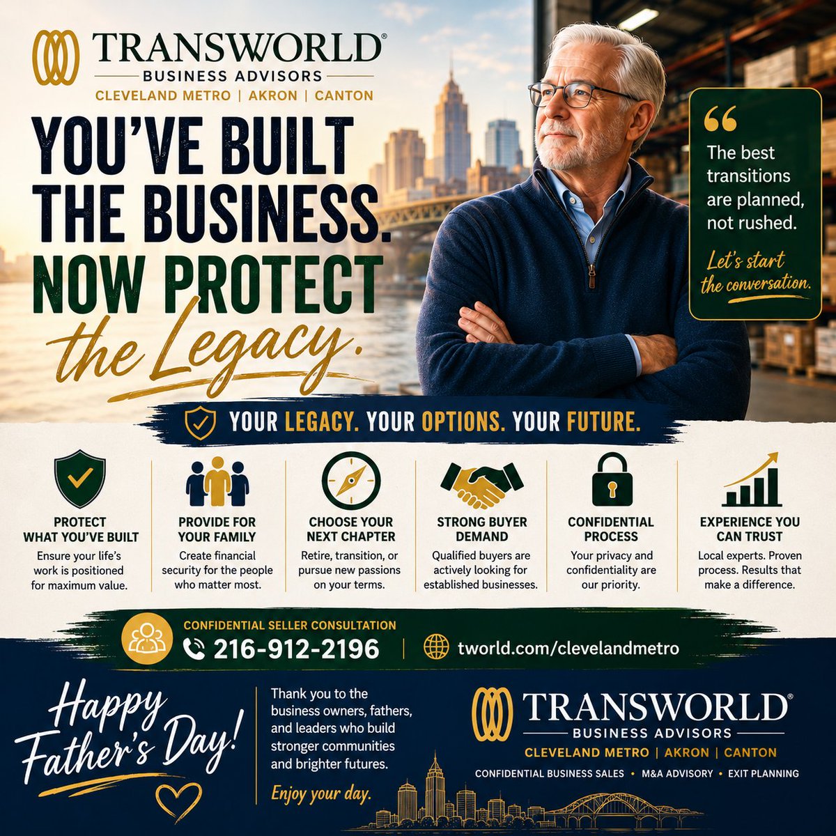 VinceLiuzzi's tweet photo. Your business is more than a source of income—it represents years of sacrifice, commitment, and hard work.

As Father's Day approaches, it's worth taking a moment to reflect on what comes next.

Will your legacy continue the way you envision?
Will your family be... https://t.co/FWouSN87Li