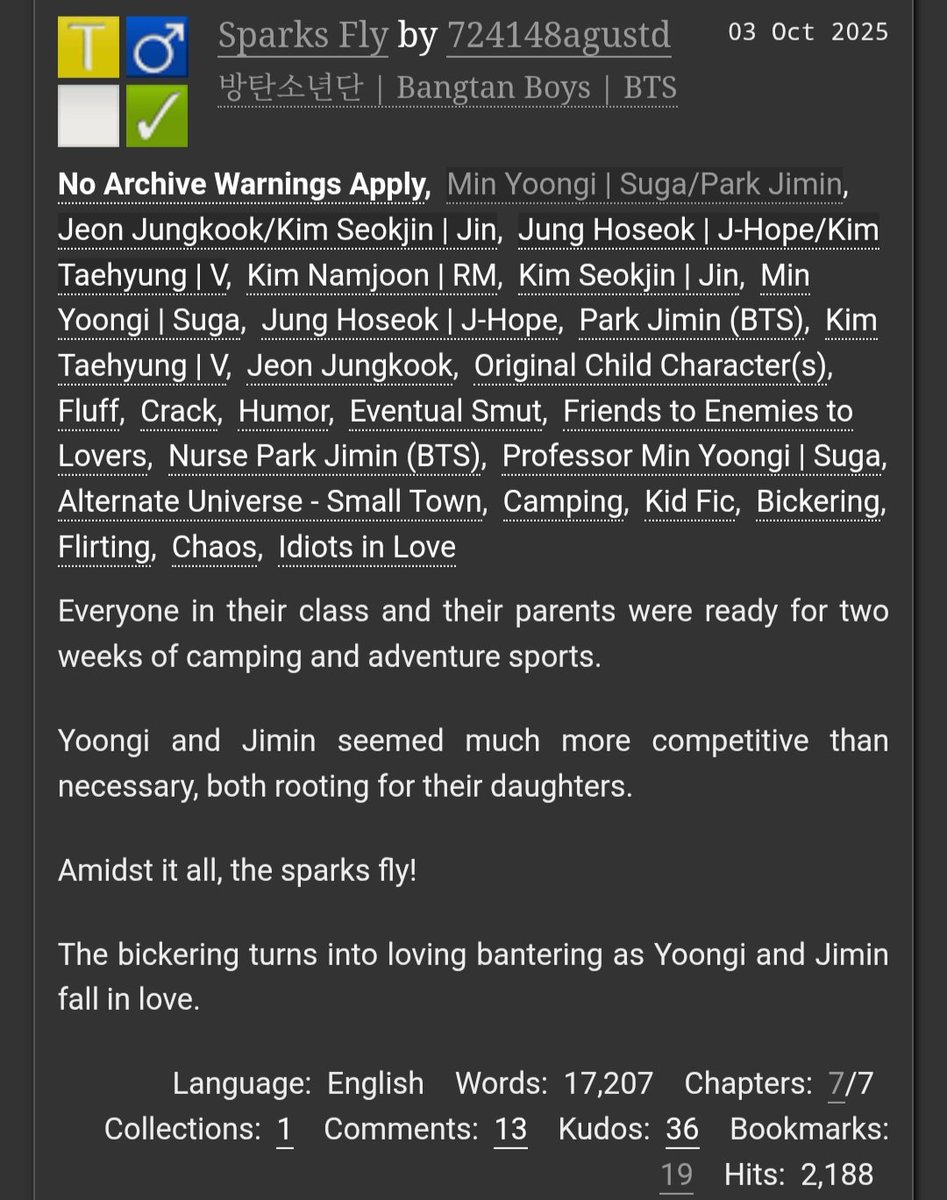 yoonjinsspawn's tweet photo. ❤️ Sparks Fly 
❤️ yoonmin
❤️ parents yoonmin/ ot7 for @parentsymfest 
❤️ banter, fluff and smut, 17.2k 

https://t.co/gBxLMYCeBi https://t.co/i4YrKcZHO3
