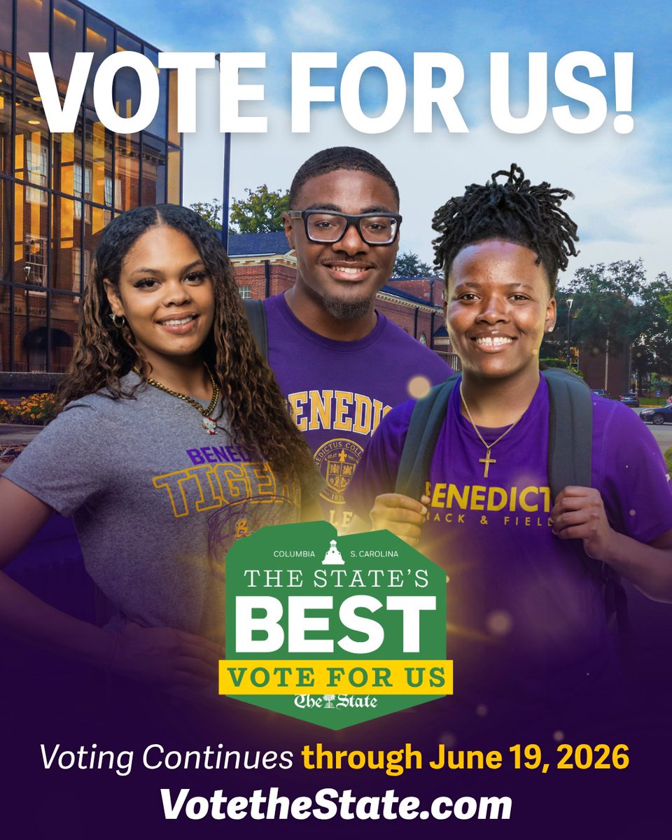 BenedictEDU's tweet photo. 🐅🏆 Tiger Nation… the mission is still GOLD! 💛✨

We need EVERY Tiger, alum, student, family member, friend, and supporter to keep the momentum going for Benedict College! One vote a day can make a BIG difference — and we know what happens when Tiger Nation shows up! 🐯💪

🗳️ Here’s your daily assignment:

✅ Vote for Benedict College

✅ Tag 5 fellow Tigers to do the same

✅ Come back tomorrow and vote AGAIN!

Let’s remind everyone why #TheBESTofBC deserves to bring home GOLD once again! 🏆💛

📲 Vote ends tomorrow June 19: https://t.co/MCRkWuNFTM

#BenedictCollege #TheBESTofBC #TigerNation #VoteDaily #BringGoldHome #BestCollege #VoteBenedict 💛
