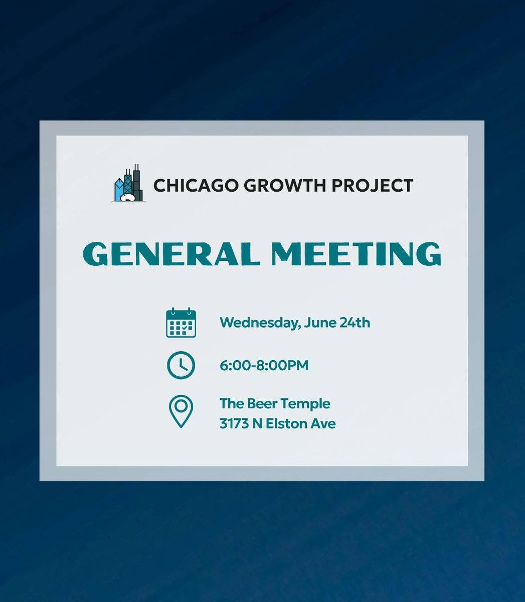 ChiGrowthProj's tweet photo. UPDATE: We're pushing our General Meeting out a week due to the storms! Stay safe out there Chicago ⛈️

RSVP: https://t.co/gxjNVWw5Wr https://t.co/EG732k25IR