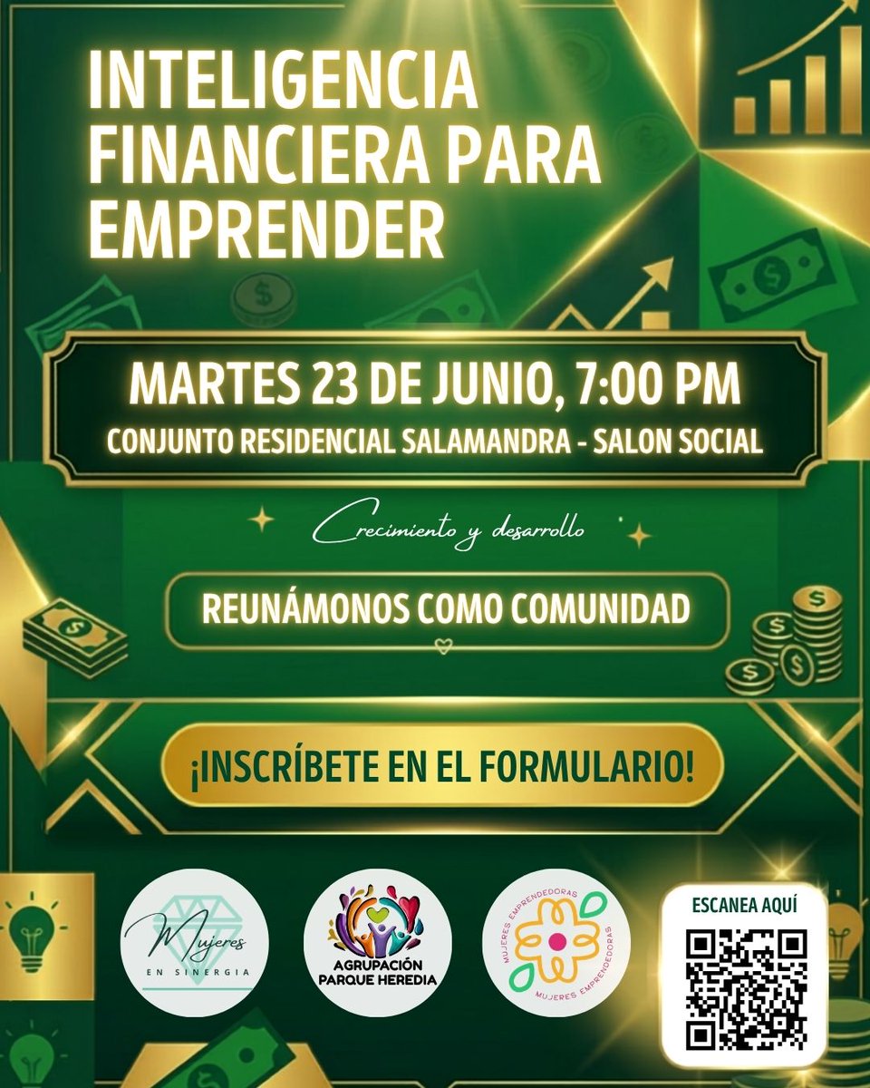 AgrupacionPH's tweet photo. 📈Charla Finanzas en Salamandra 23-Jun 7PM. ¡Impulsamos tus sueños! @AgrupacionParqueHeredia Inscríbete: https://t.co/uSe6TjEfIY https://t.co/SLCT8N0FyM