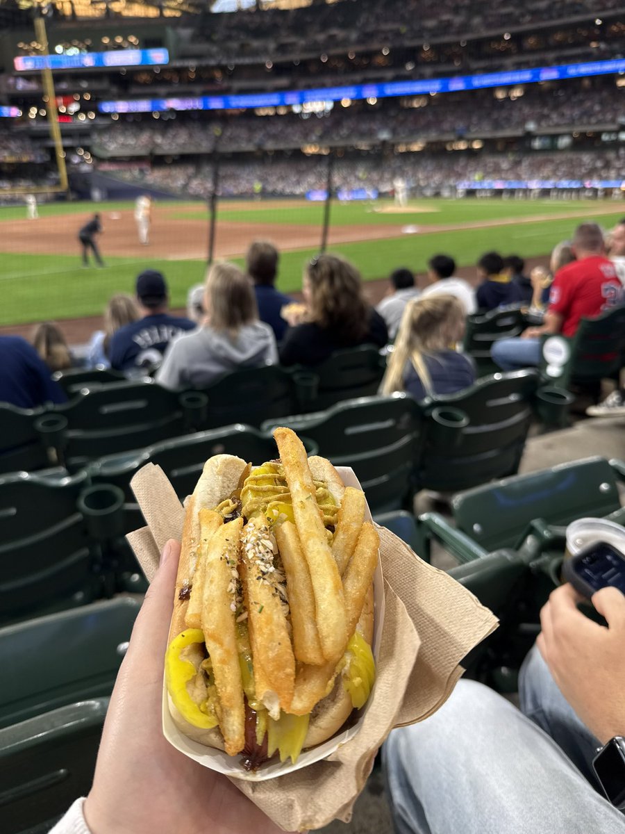SamDikanovic's tweet photo. Eating at the ballpark again @Brewers #AmFamFood https://t.co/kgzHHJCdAF