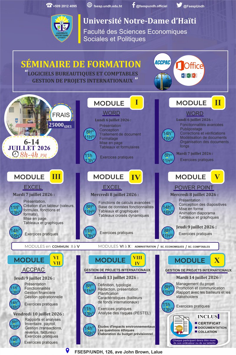 FsespUndh's tweet photo. SEMINAIRE DE FORMATION A L"UNIVERSITE NOTRE DAME D'HAITI #FSESP#UNDH#formation https://t.co/3yF7pqJpi2
