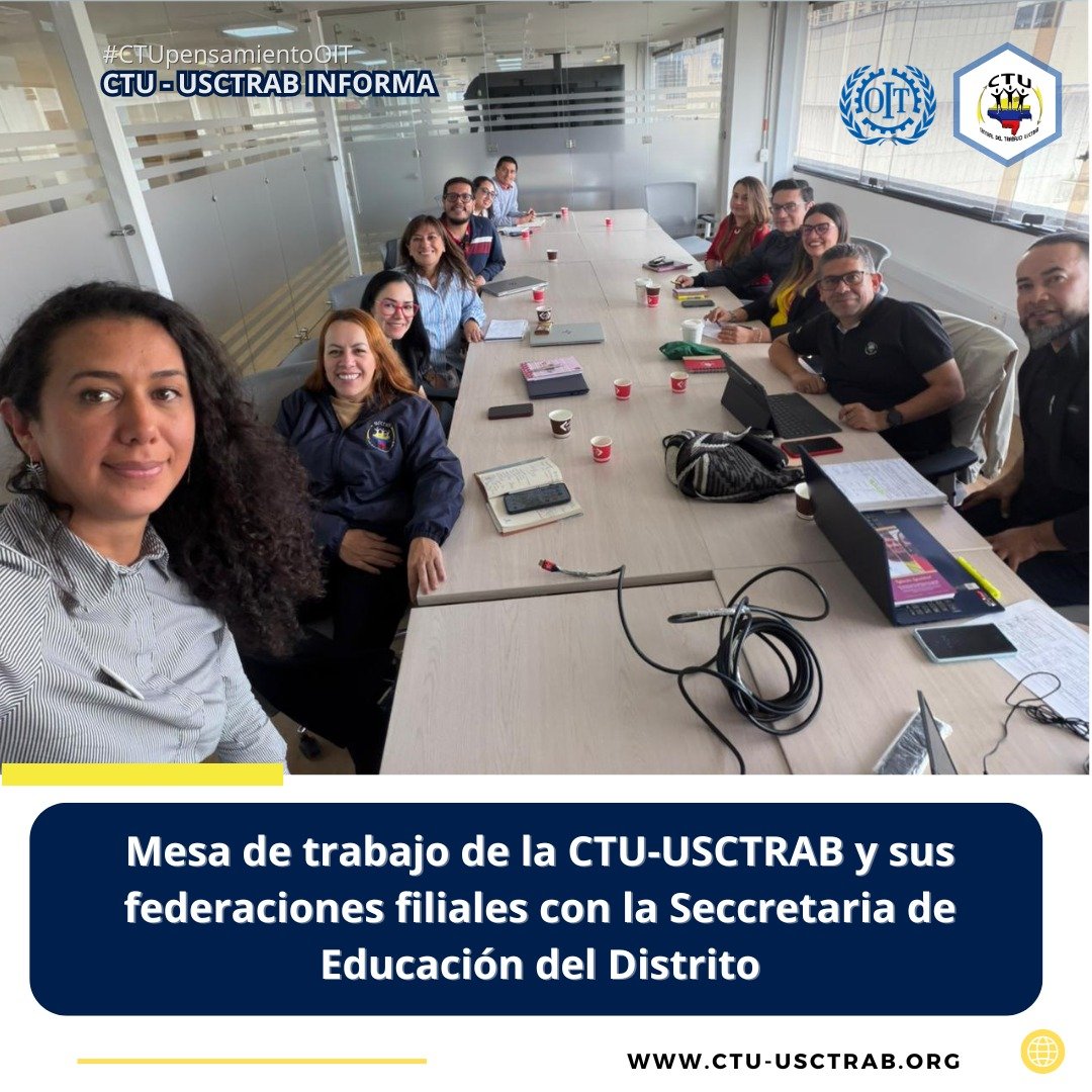 USCTRABCOLOMBIA's tweet photo. Mesa de trabajo CTU-USCTRAB con la SED Bogotá.

#maestros #educacion https://t.co/m2k8VIiaTW