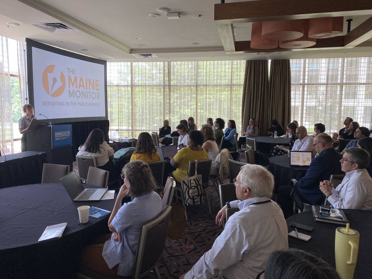 mainemonitor's tweet photo. Our editor spoke to a packed house at the @INN's #INNDays26 in Pittsburgh about tools and strategies for filling audience gaps in local #news. She highlighted our Monitor Local initiative, which provides coverage to meet the needs of people across western and downeast Maine. https://t.co/K2Jzhqv4z2