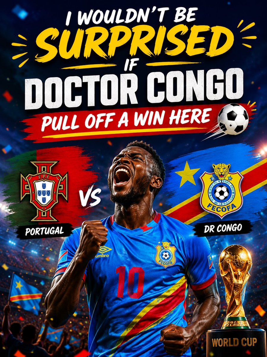muratcork_'s tweet photo. I wouldn’t be surprised if Doctor Congo pull off a win here ⚽️🇨🇩 #PORDRC #WorldCup
.
#Worldcup2026 #Portugal https://t.co/cLyAM1d4Gs