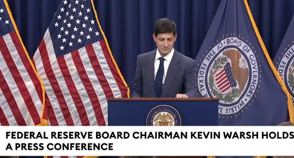 thealexmorgan15's tweet photo. Kevin Warsh just opened his FIRST EVER press coference for the fed with

"Good Day"

We all remember the meme "Good Afternoon" from Jerome Powell and now we have one for the new fed

LIVE RN
https://t.co/MaSBbJ0RNW https://t.co/M6tAYELfli