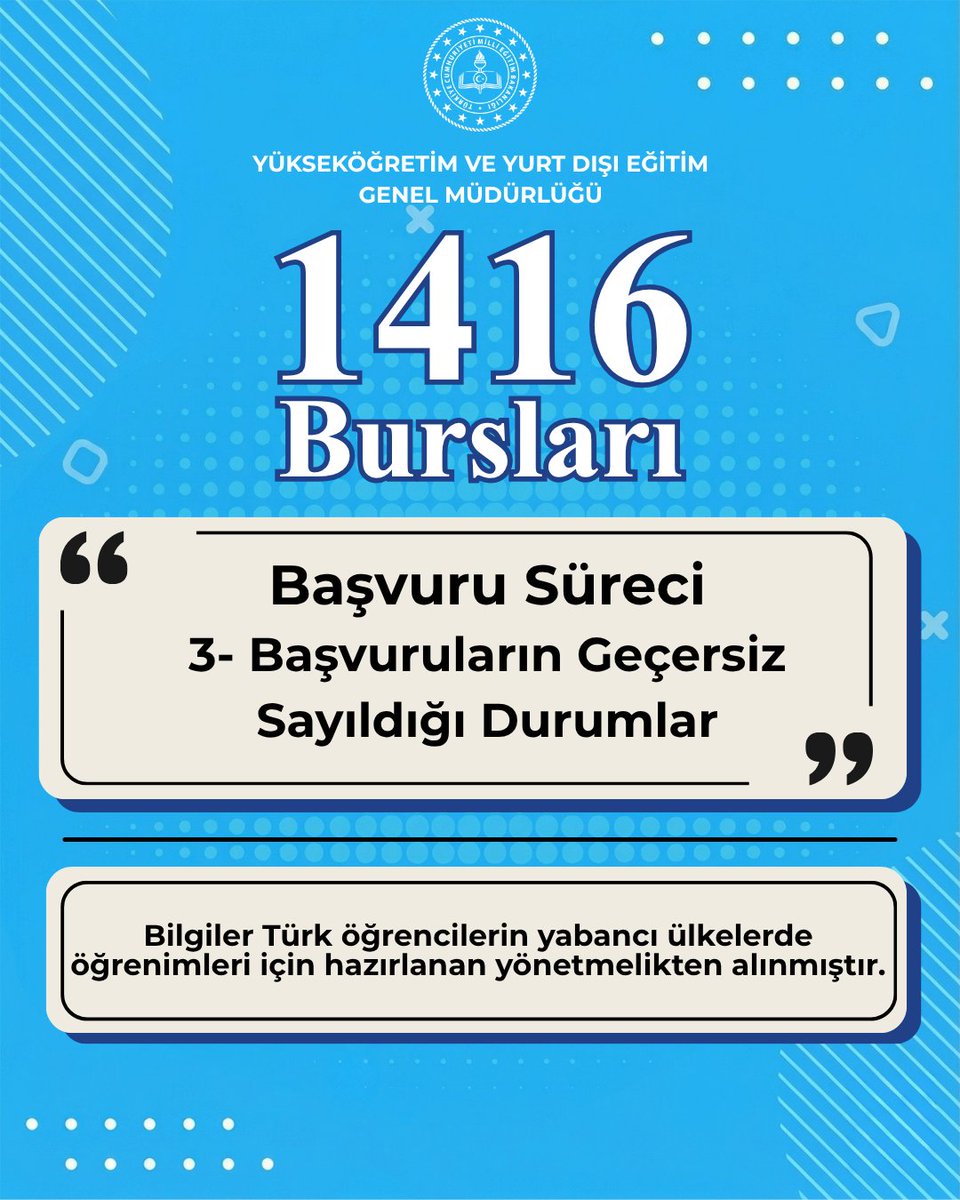 mebyyegm's tweet photo. 1416 Bursları - Başvuruların Geçersiz Sayıldığı Durumlar
#meb #1416bursları https://t.co/KBA7jj5xLU