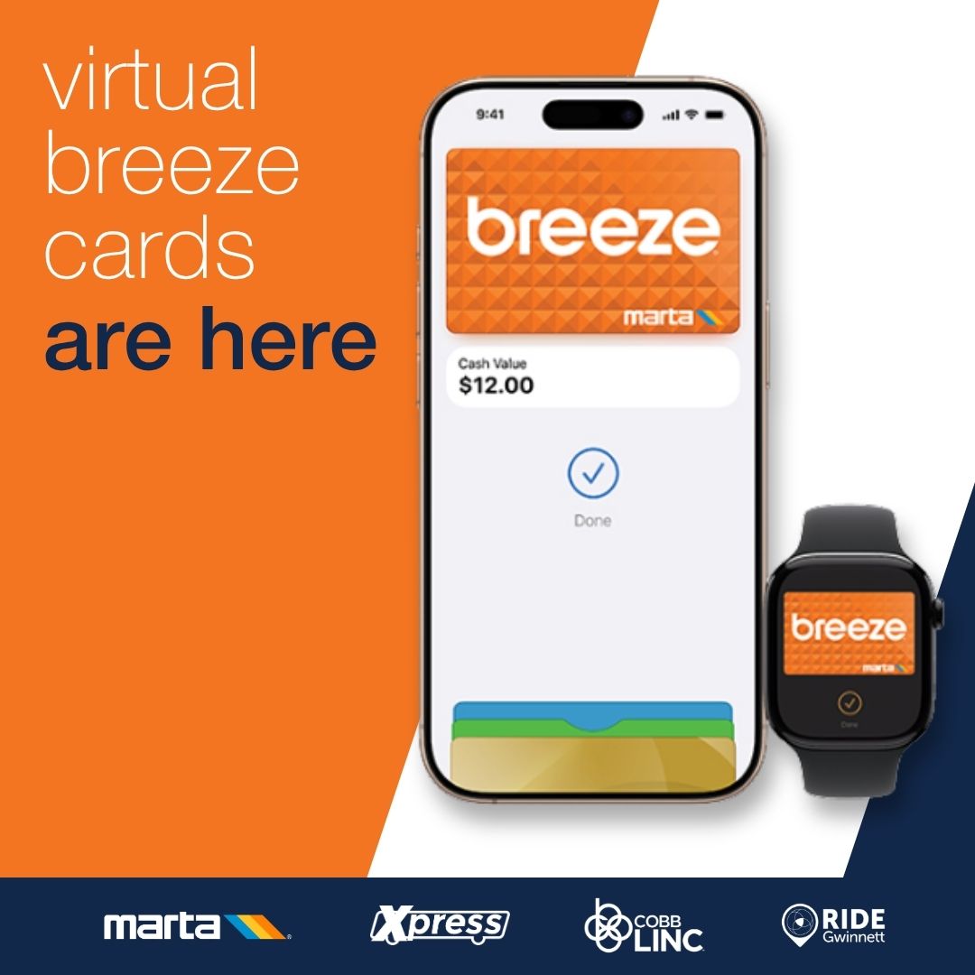 Xpressga's tweet photo. 📢 NEW! Virtual Breeze Cards are here!
Xpress riders can now add a Breeze Card to their mobile wallet—same great benefits, right from your phone or smartwatch!
Get started: https://t.co/2tuS2wNans
#XpressGA #BetterBreeze #RideXpress https://t.co/GEyLIDTLpx
